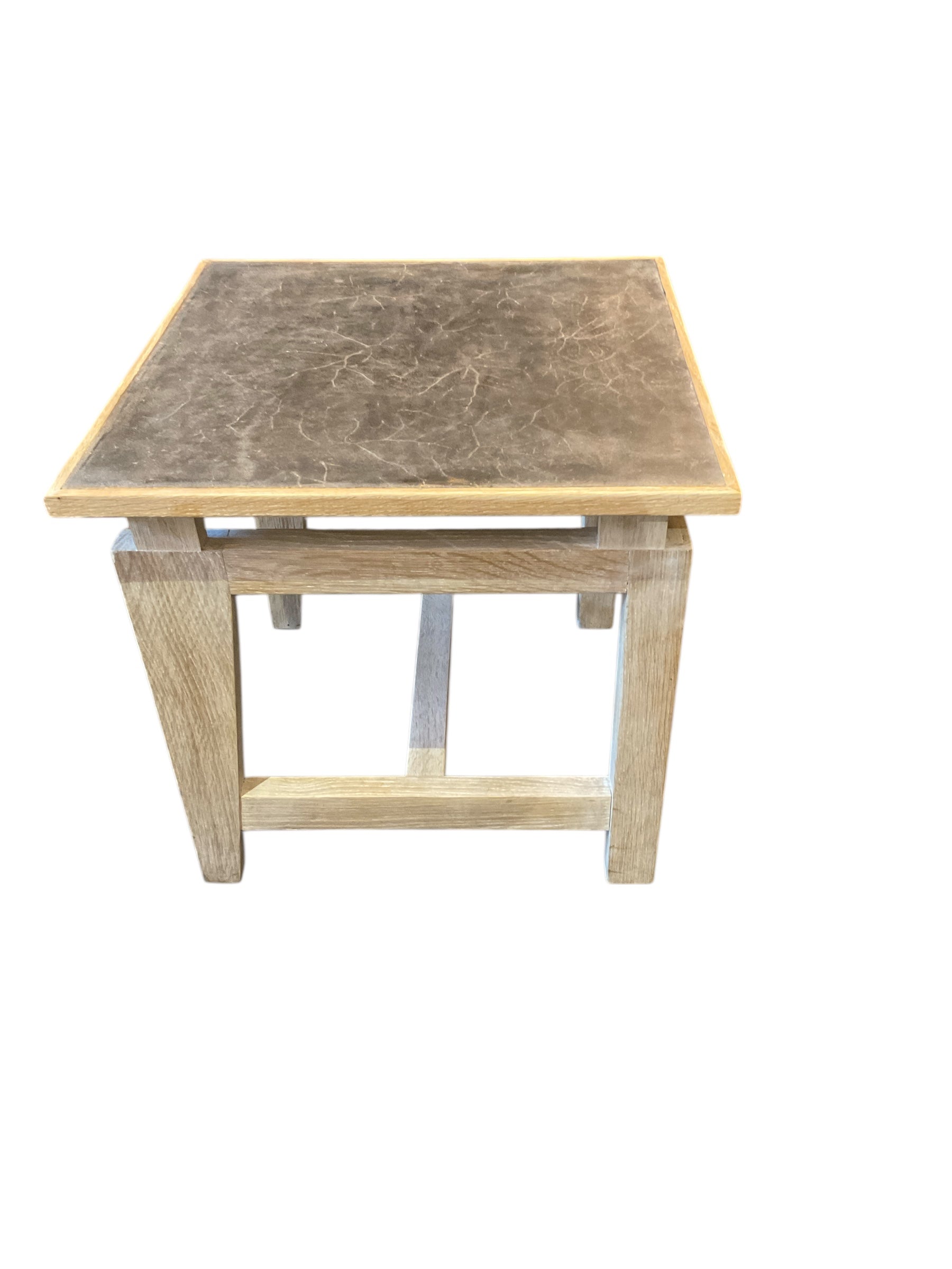 Limited Edition Oak Side table with Vintage Leather Top