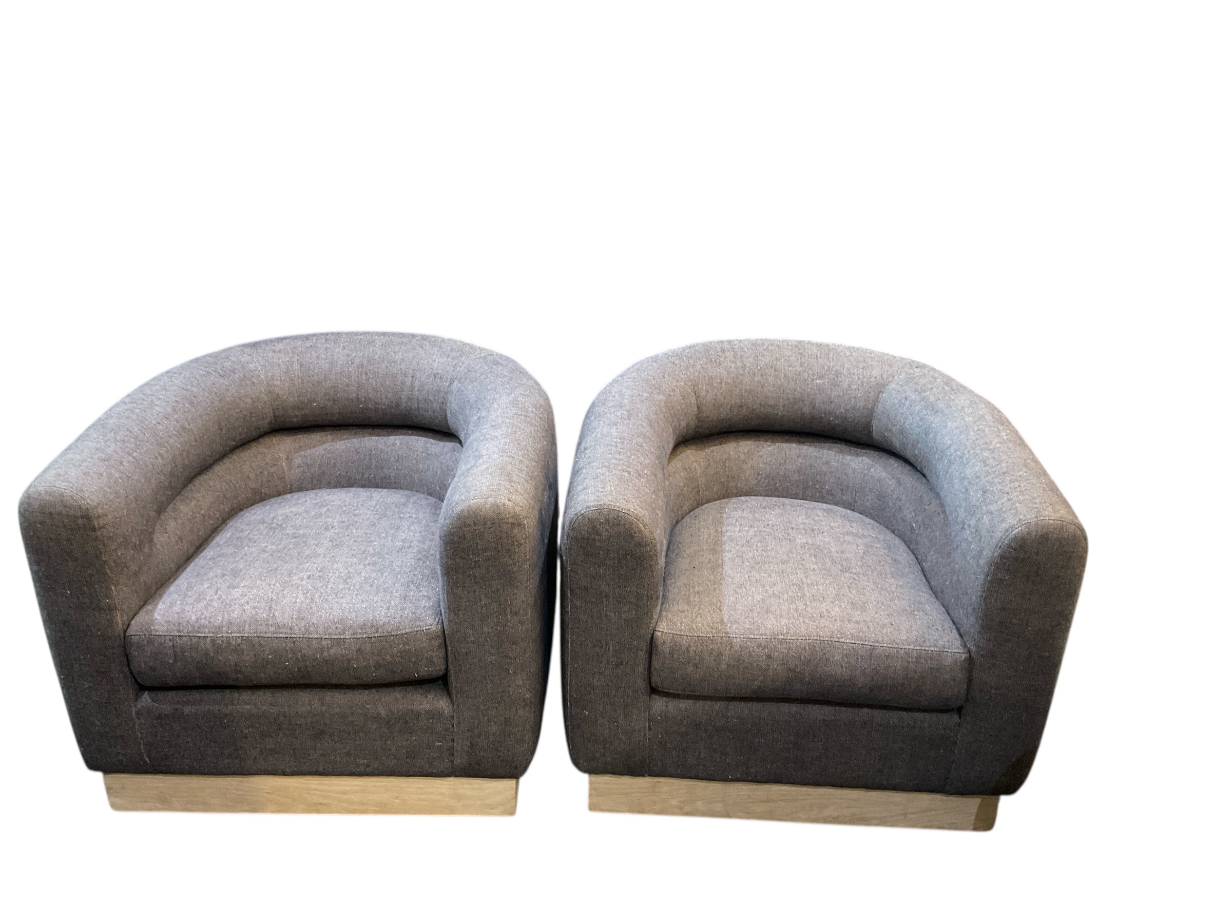 Pair of Limited Edition Kennedy Swivel Chairs in Belgian Linen