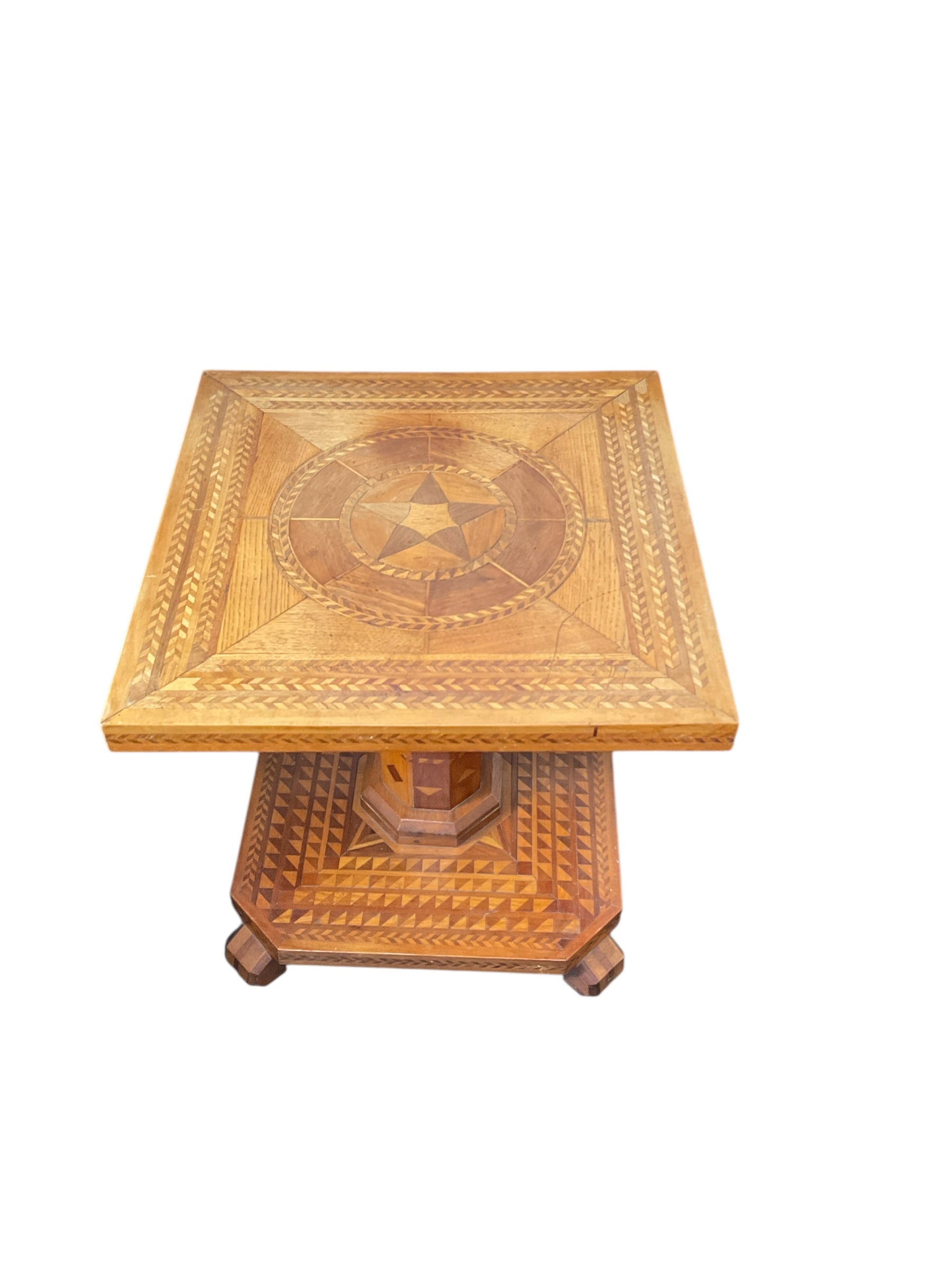 Stunning  Inlaid Wood Side Table