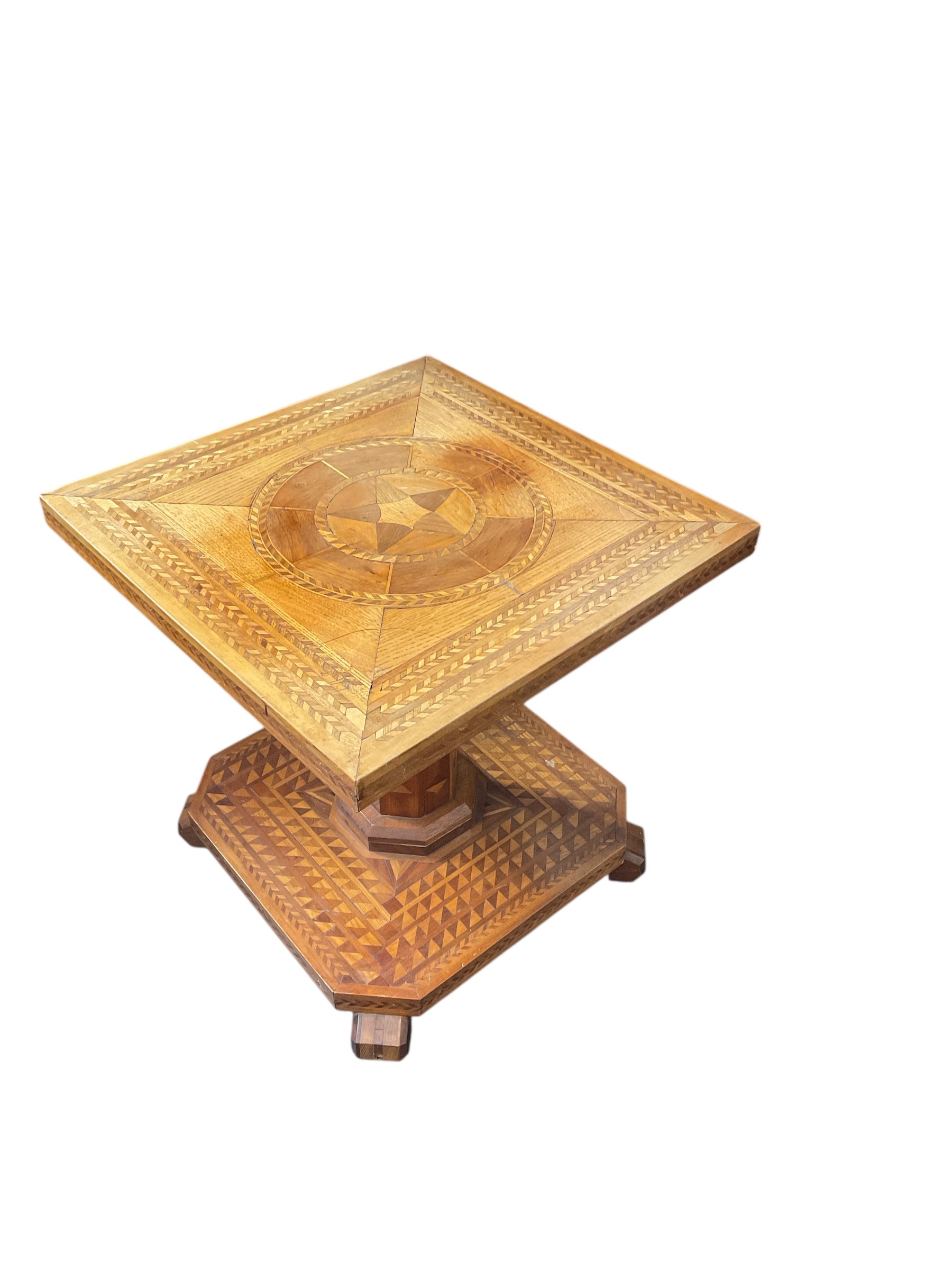 Stunning  Inlaid Wood Side Table