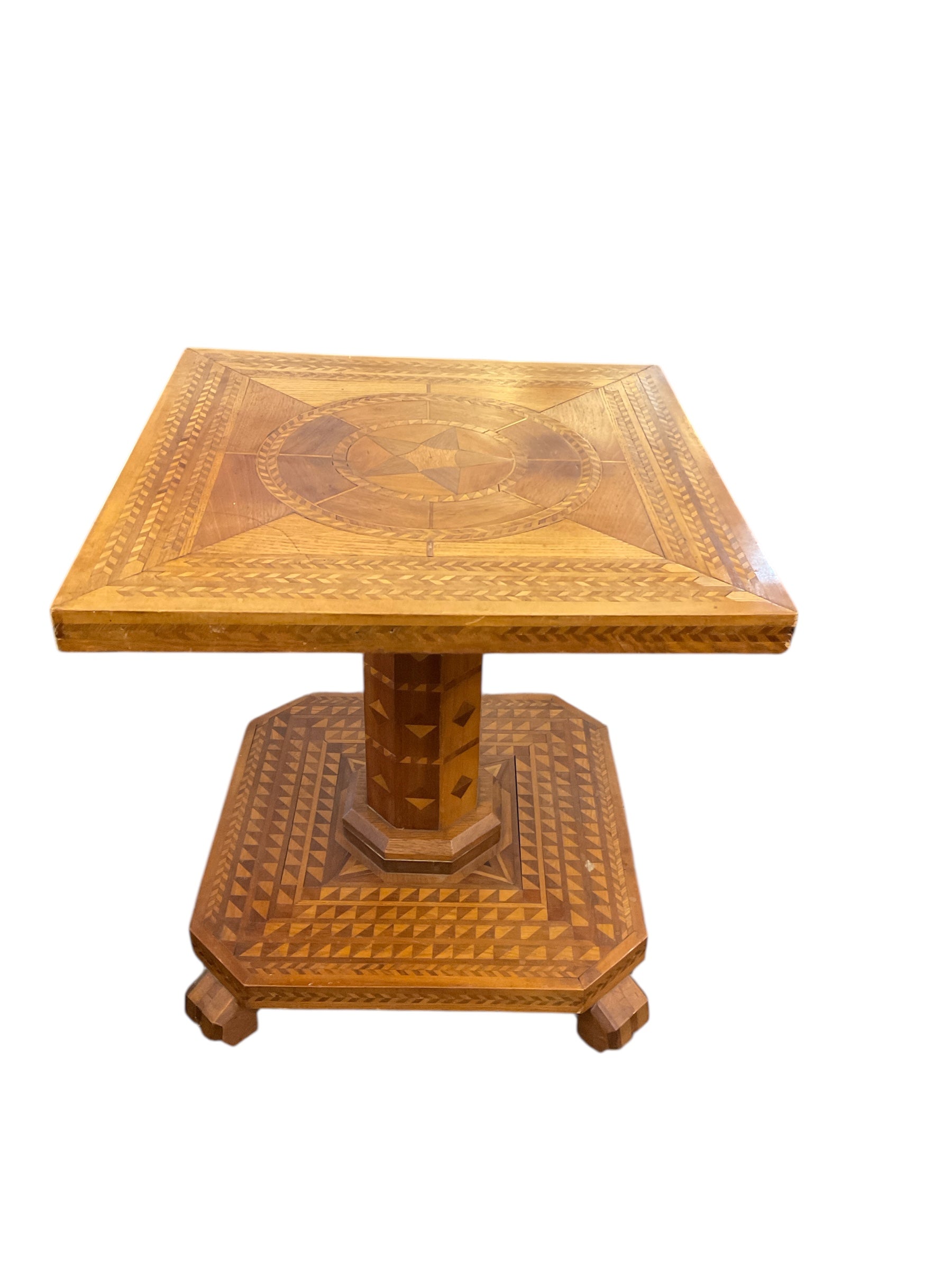 Stunning  Inlaid Wood Side Table