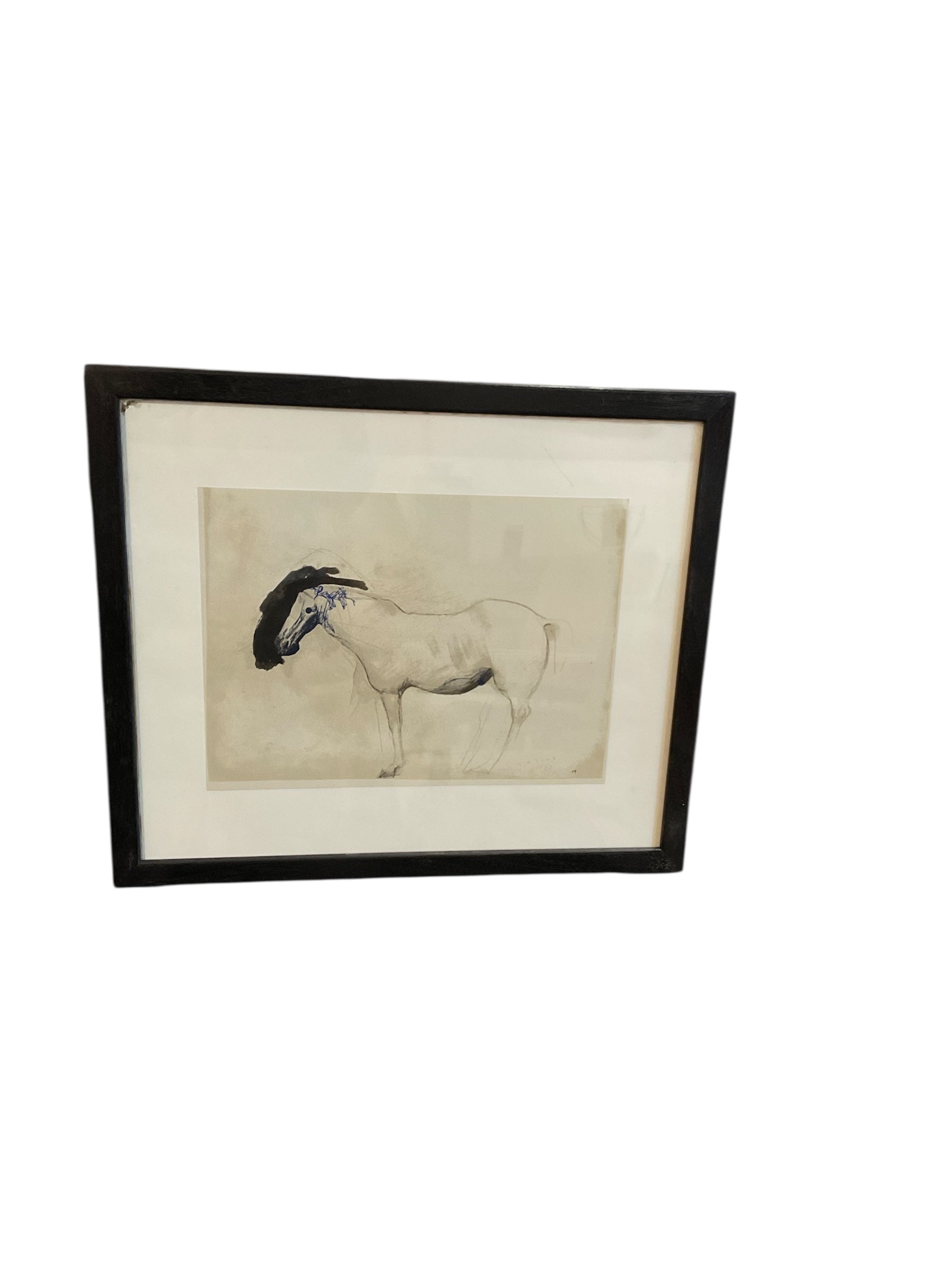 Vintage Italian Horse Sketch in Ink