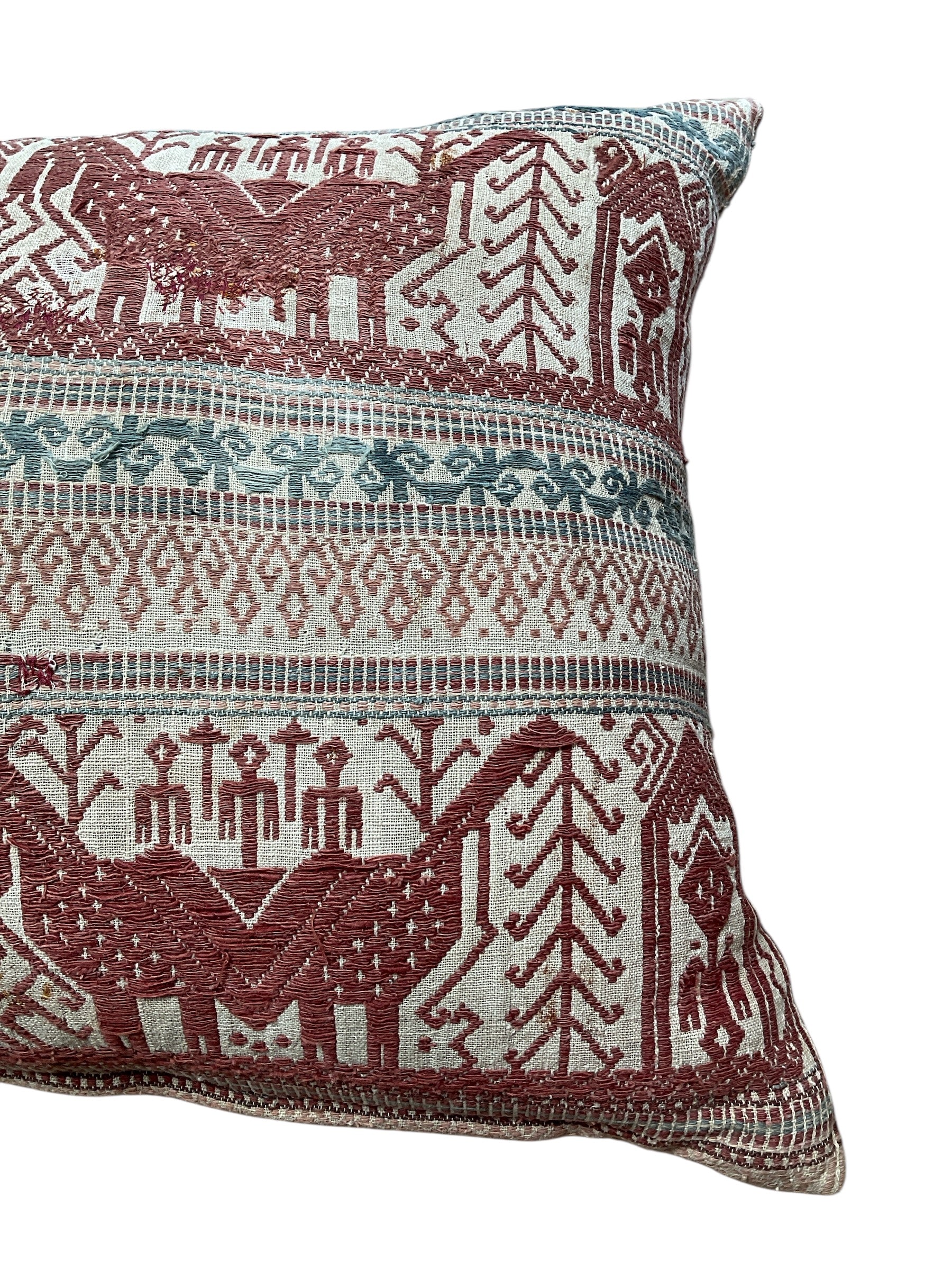 19th Century Indonesian Rare Embroidery Textile Pillow