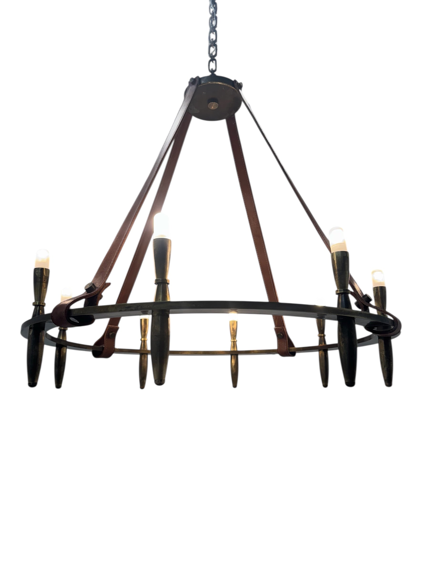 Lucca Studio Bronze & Leather Nate Chandelier