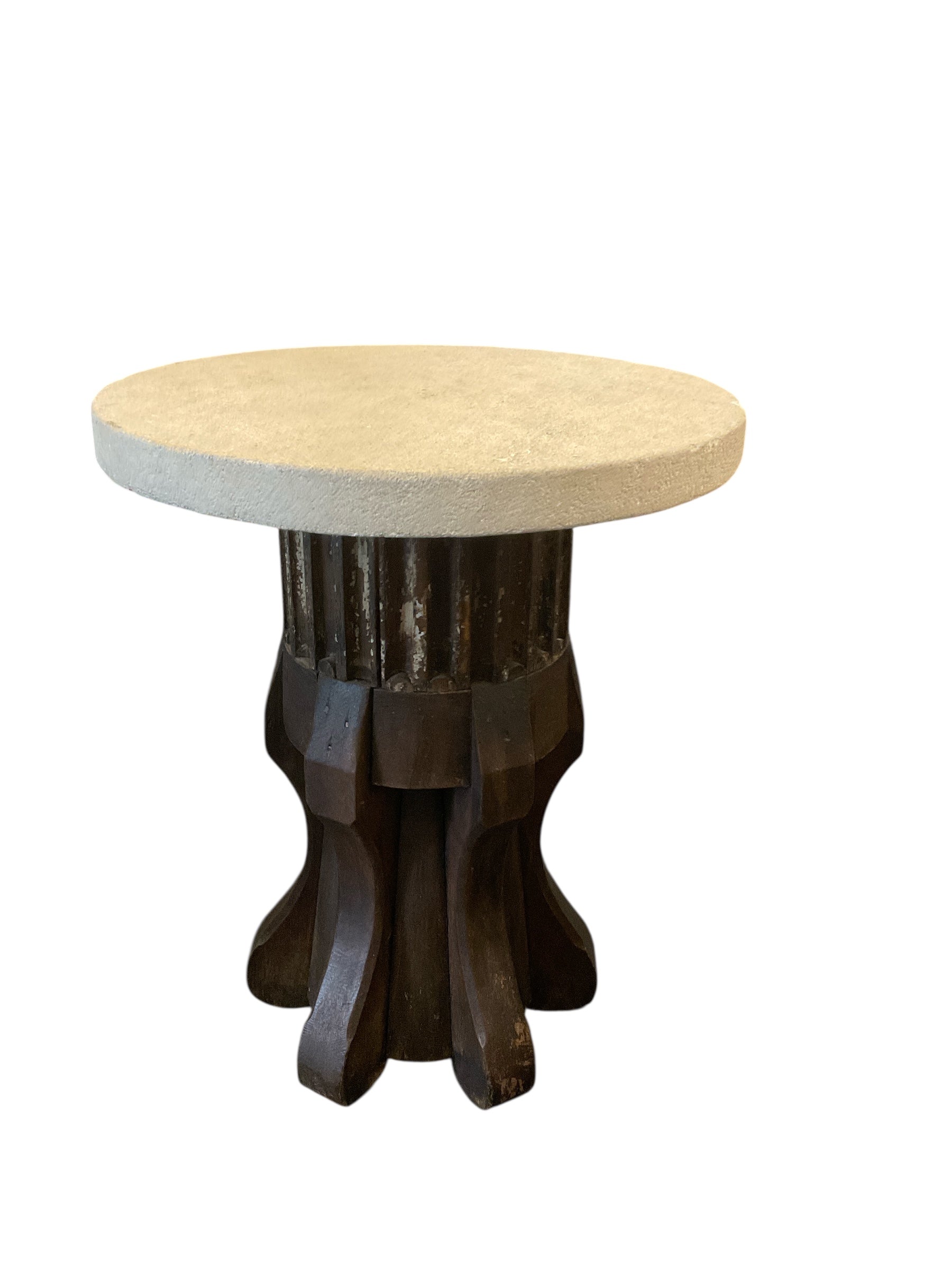 Limited Edition Found Element and Stone Top Side Table