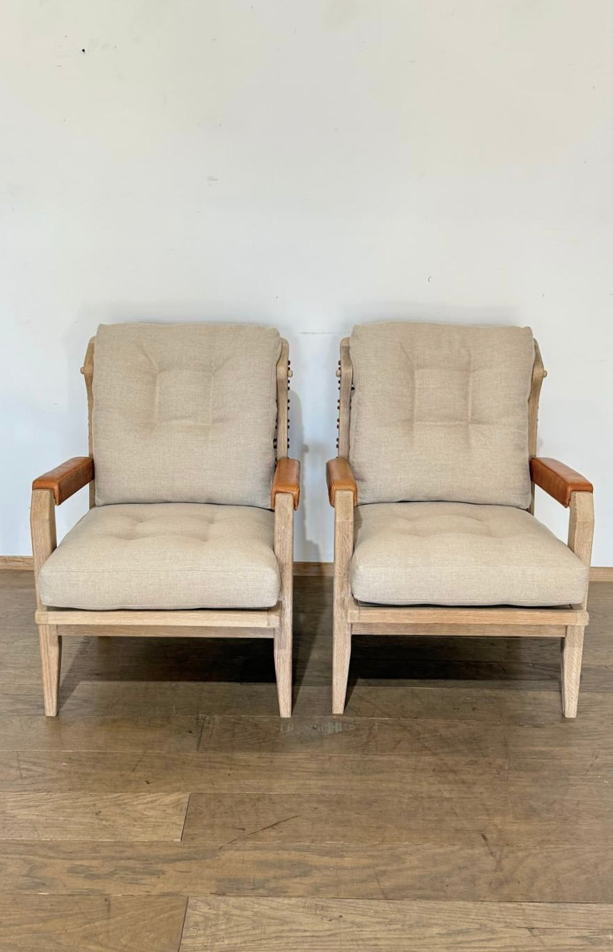 Pair of Lucca Studio Langdon Chair with Leather Backs
