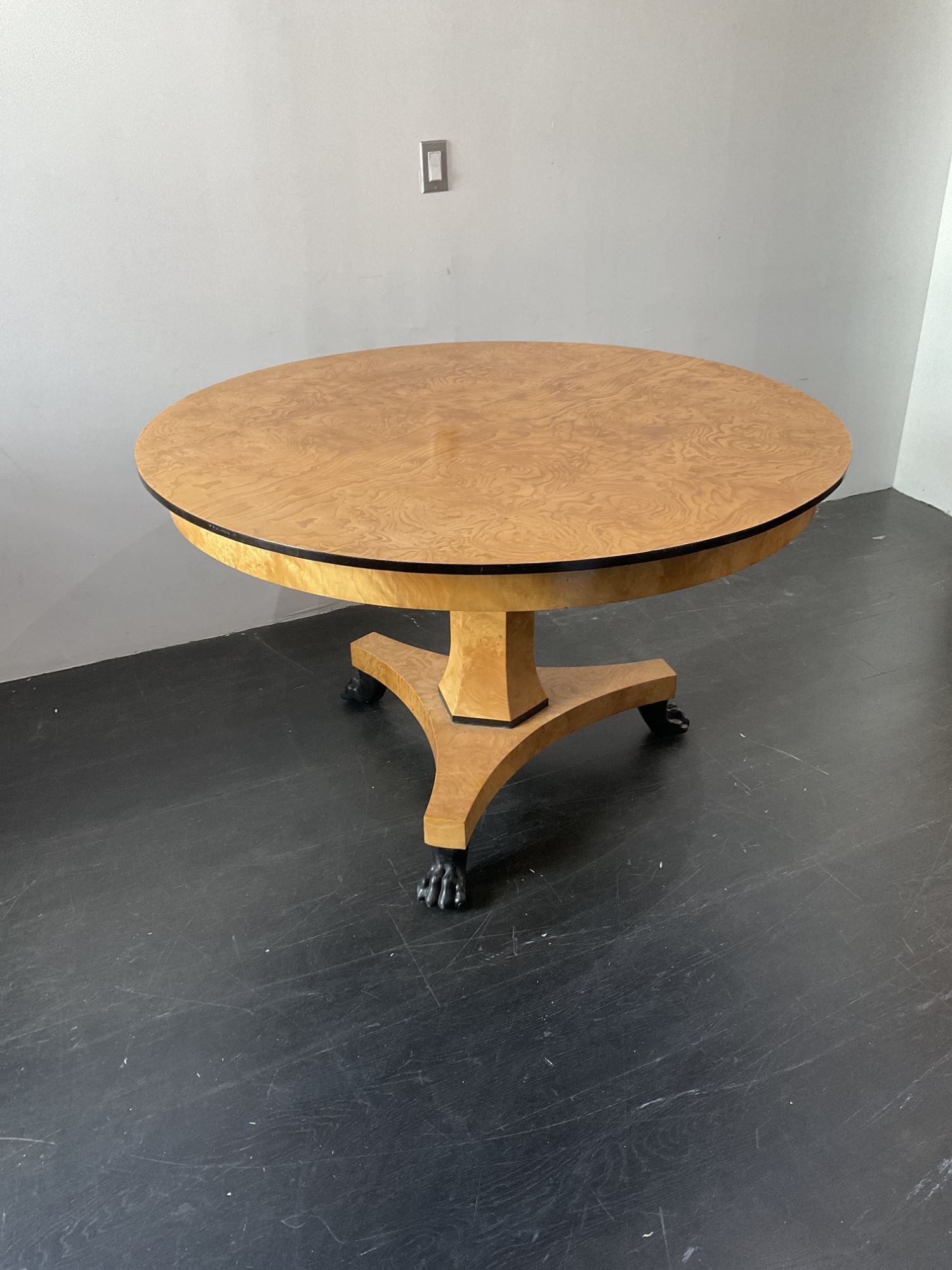 Swedish Biedermier Birch Burl Wood Table