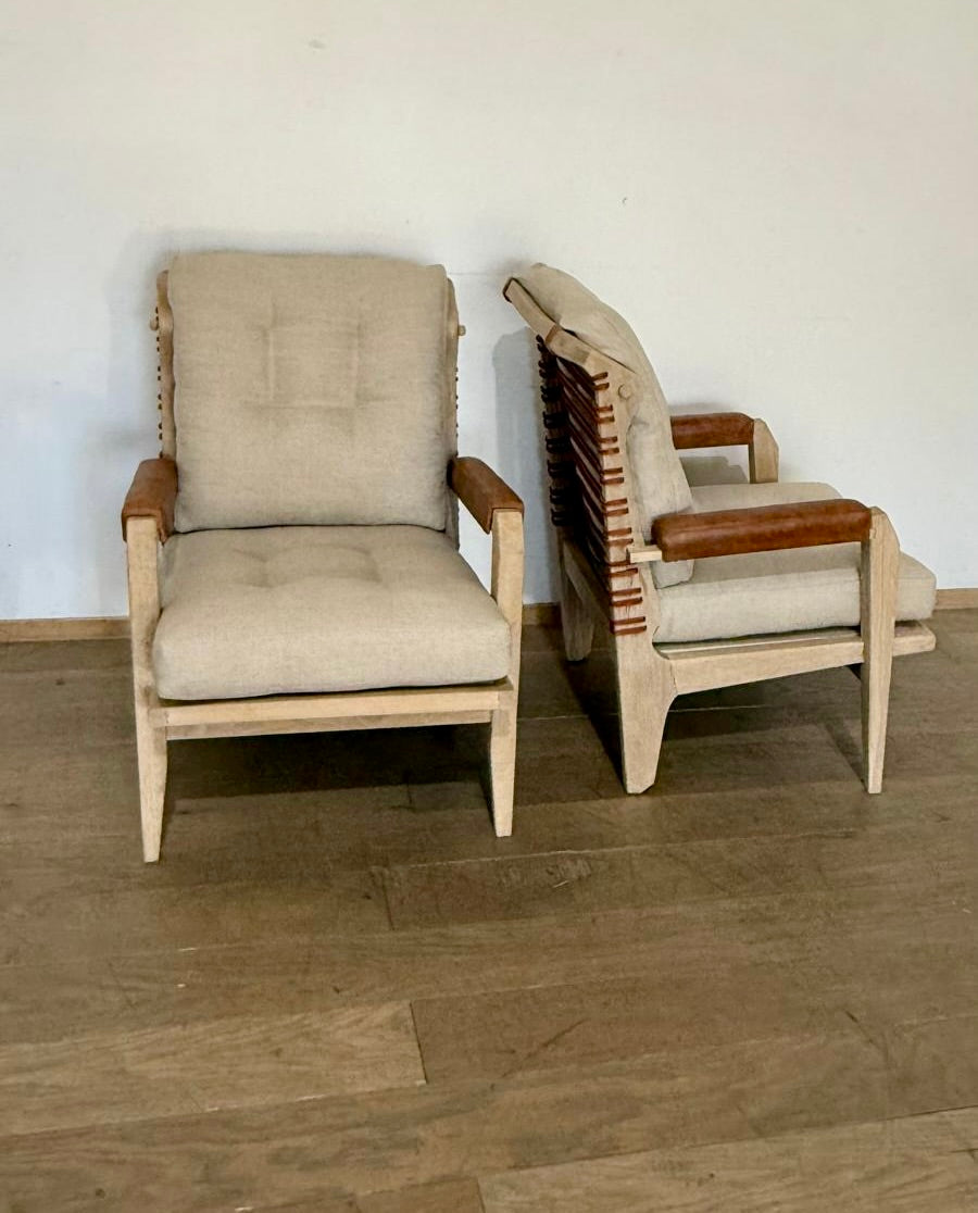 Pair of Lucca Studio Langdon Chairs with Leather Backs