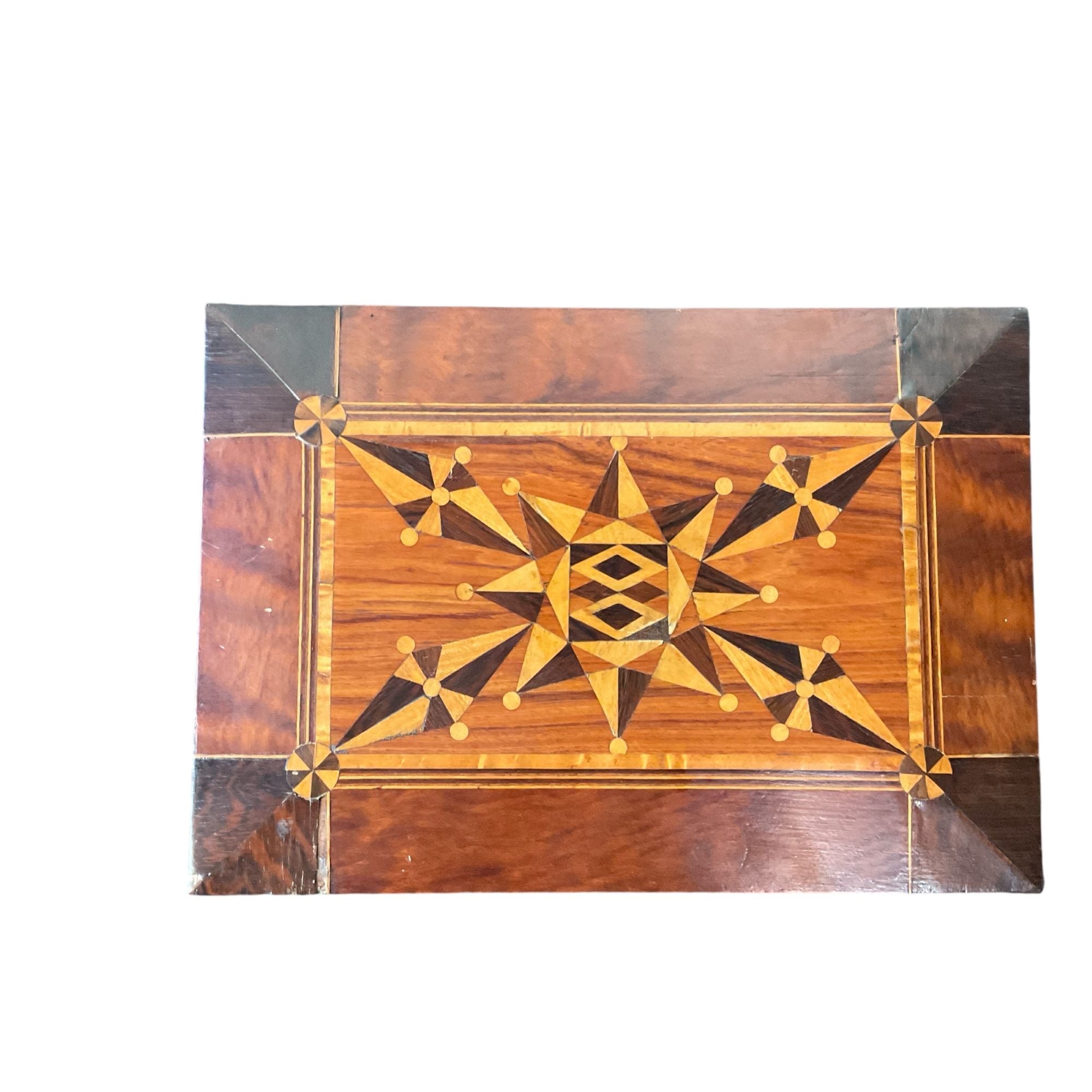Large English 19th Century Inlaid Wood Box