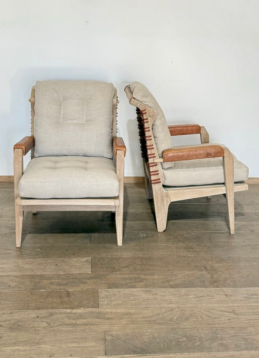Pair of Lucca Studio Langdon Chair with Leather Backs