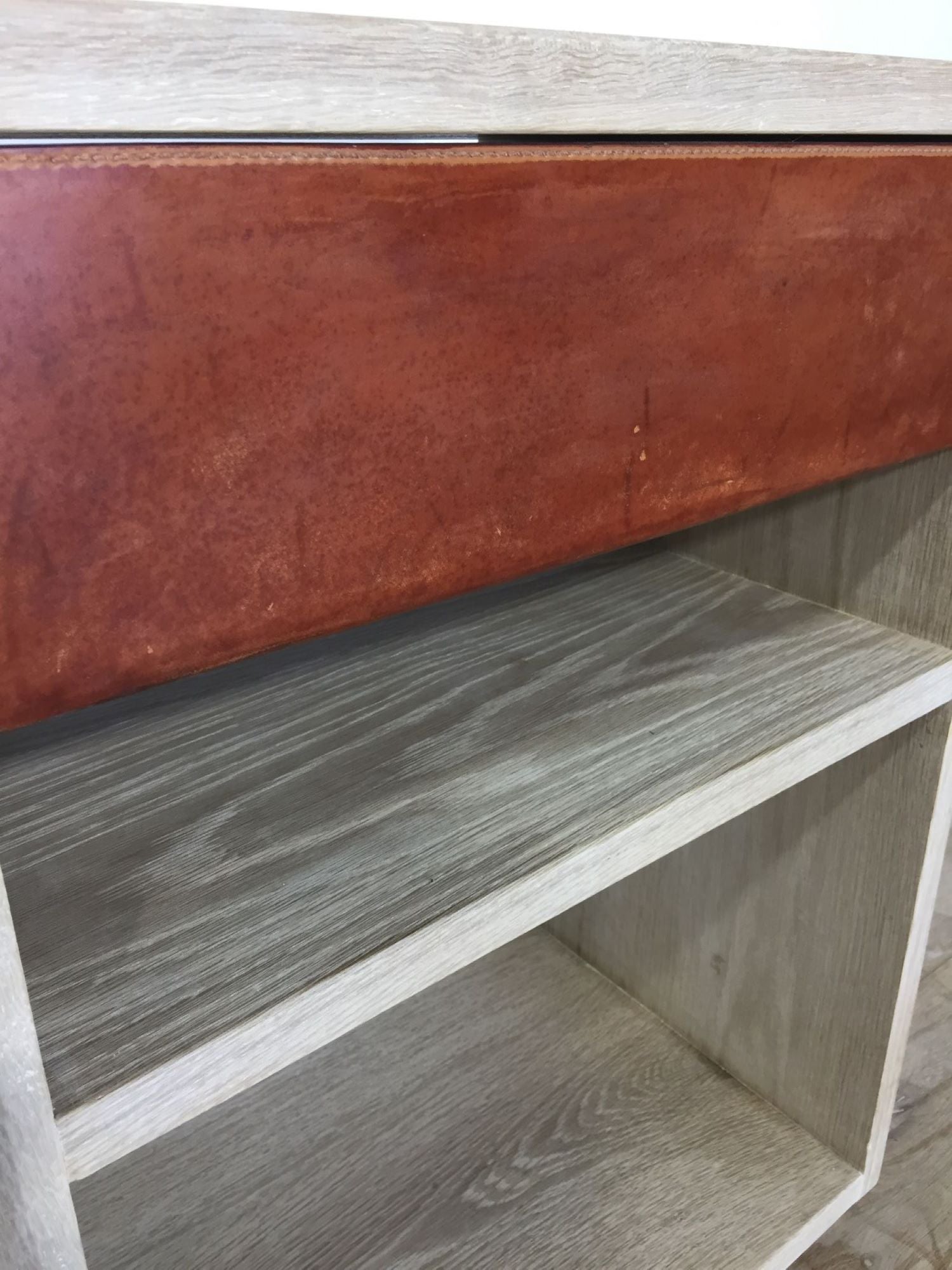 Lucca Studio Pair of Alton Oak and Vintage Leather Drawer Night Stands