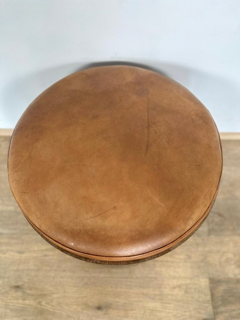 Lucca Studio Douglas Oak and Leather Top Ottoman/Stool