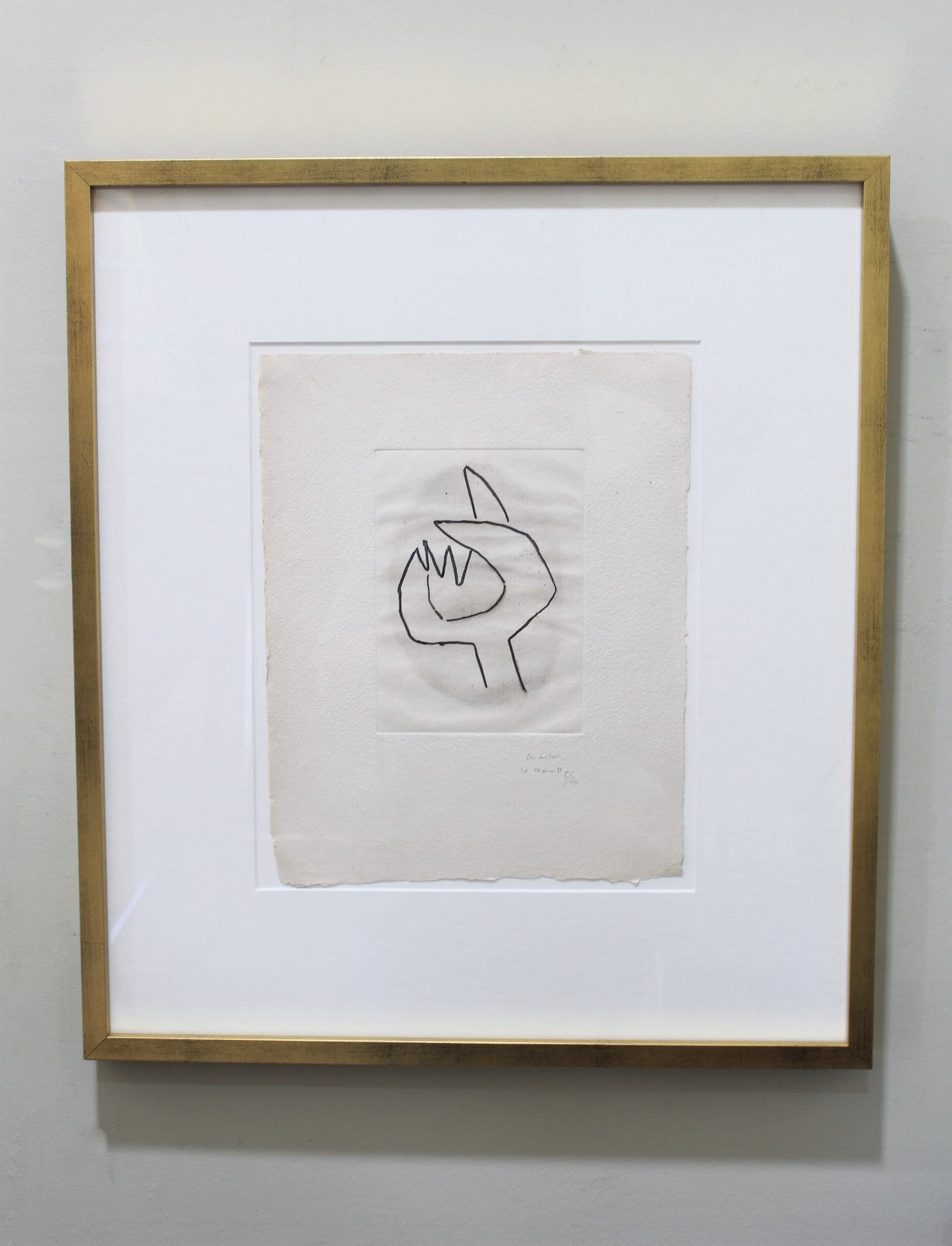 Mid Century Limited Edition French Pencil Drawing, Framed
