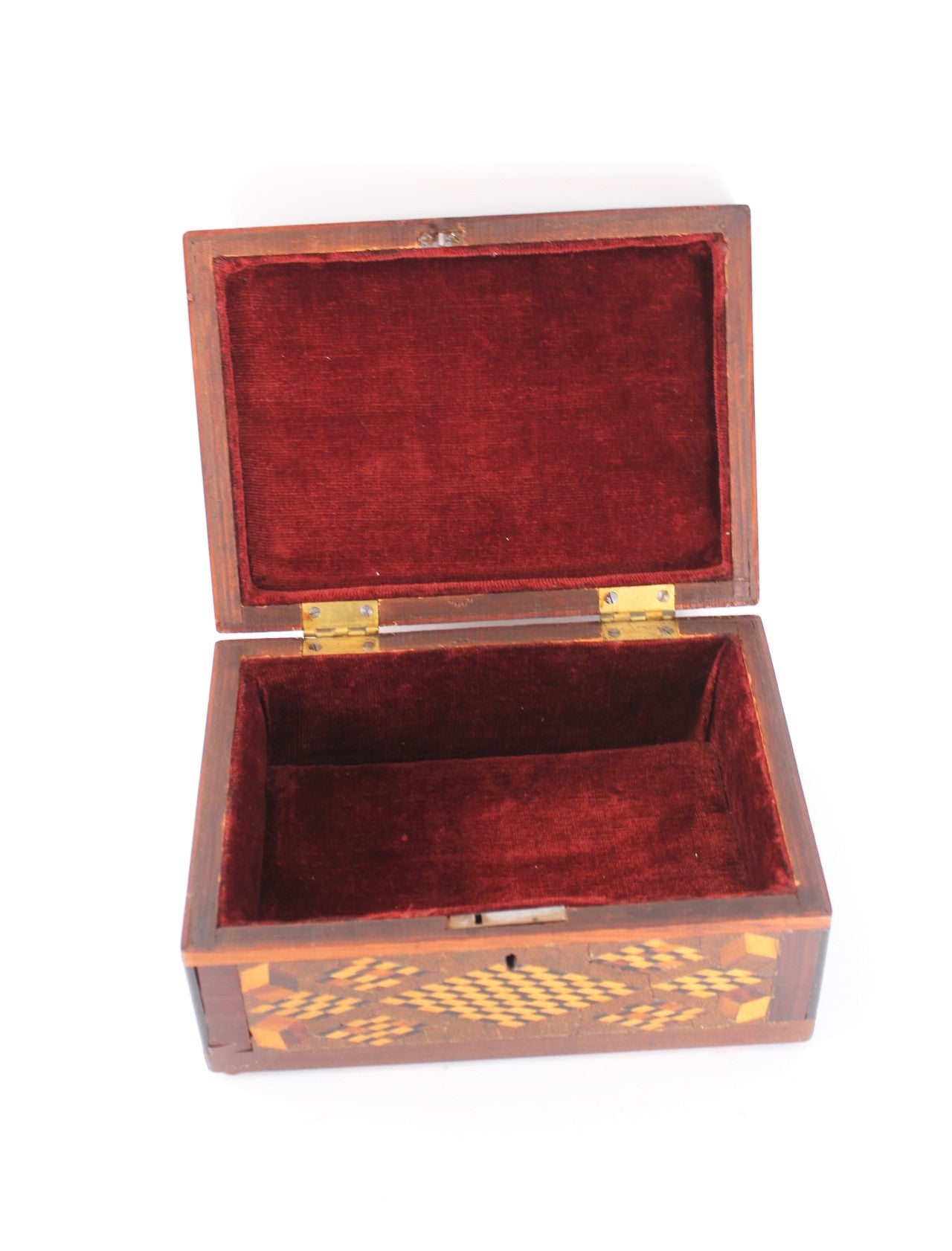 Antique Folk Art Inlaid Wood Box