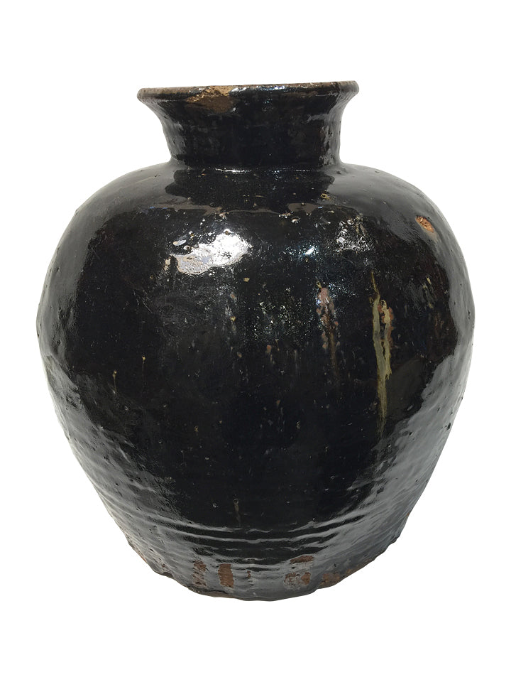 Large Black Glazed Ceramic Vessel from Central Asia