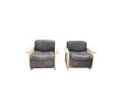 Pair of Limited Edition Vintage Leather and Oak Arm Chairs 44228