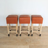 Lucca Studio Set of (3) Percy Saddle Leather and Oak Stools 43992