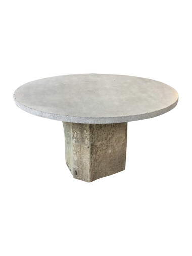 Limited Edition Outdoor Round Belgian Bluestone Table and Basalt Base Table 48171