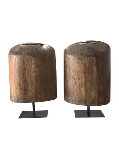 Pair of Limited Edition Antique Wood Element Lamps 48908