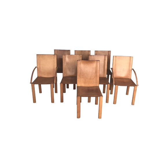 Set of (8) Matteo Grassi Leather Dining Chairs 35392