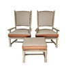 Pair of French Oak Arm Chairs and Ottoman 79006