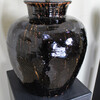 Pair of Antique Central Asia Glazed Black Ceramic Vessel Lamps 43917