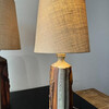 Pair of Studio Ceramic Lamps with Custom Burlap Shades 75362