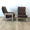 Pair of Limited Edition Oak and Vintage Leather Arm Chairs 66315