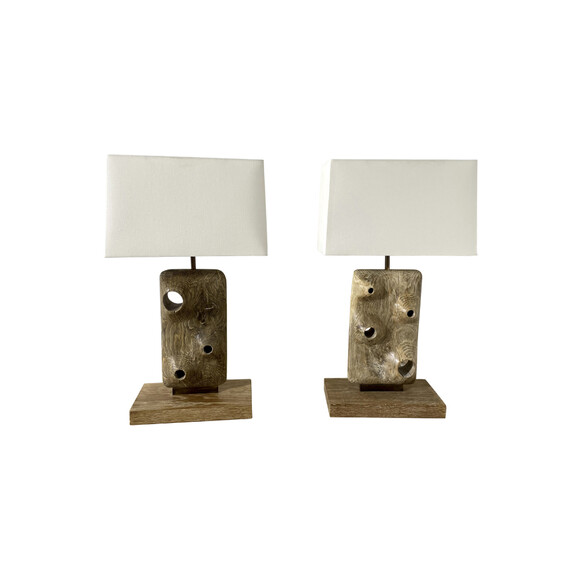 Limited Edition Pair of Organic Wood Lamps 36842