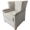 Vintage English Wing Back Arm Chair In Linen 43519