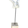 Belgian Cement Bird Mounted on Oak Wood Stand 32852