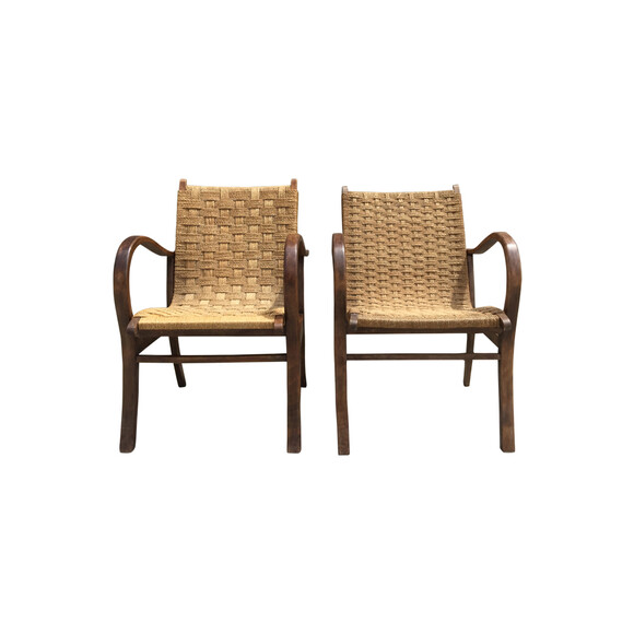 Pair of Cord Lounge Chairs By Erich Dieckmann 38357