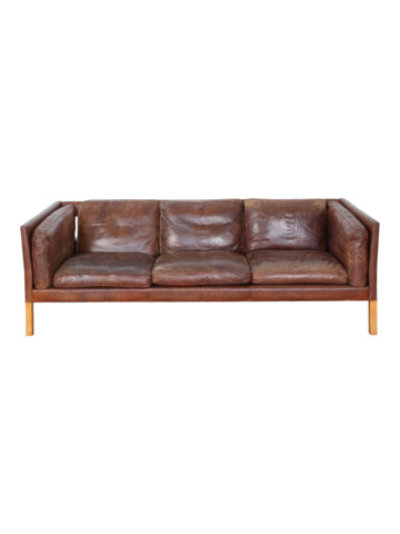 Danish 3-Seater Brown Leather Sofa 47315