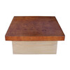 Vintage French Leather and Oak Coffee Table Cube 28995