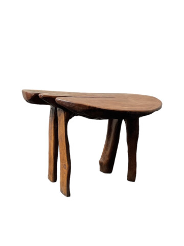 French Organic Wood Stool/ Side Table 64448