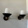 Limited Edition Pair of Bronze and Opaline Glass Sconces 74562