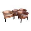 Set of 4 Vintage English Leather Dining Chairs 34342