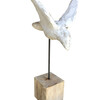 Belgian Cement Bird Mounted on Oak Wood Stand 32853