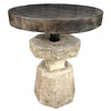 Limited Edition Stone and Wood Side Table 35117