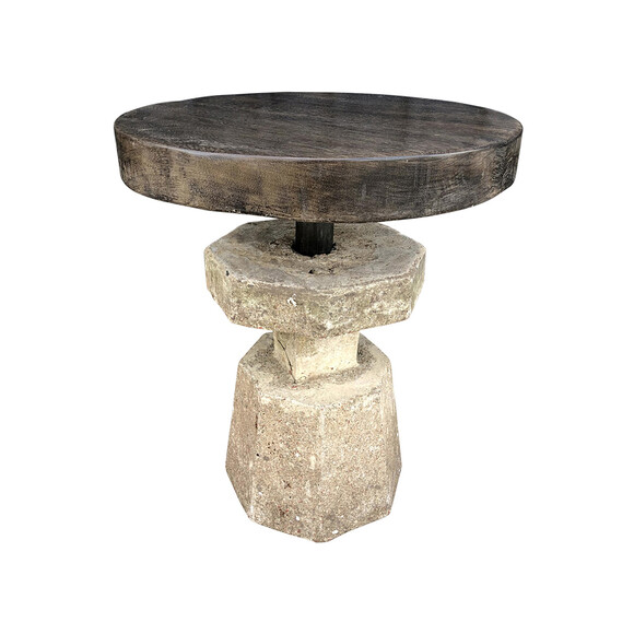 Limited Edition Stone and Wood Side Table 35117