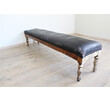 19th Century French Bench with Original Leather 43016
