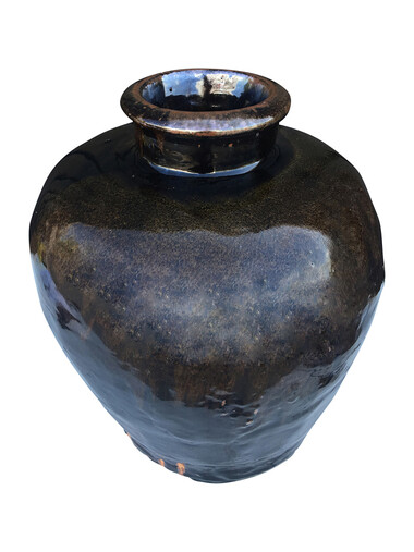 Large Black Glazed Ceramic Vessel from Central Asia 38865