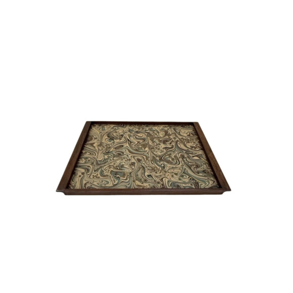 Limited Edition Walnut Tray with Vintage Italian Marbleized Paper 75995