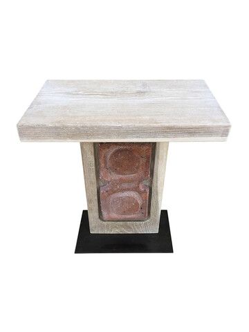 Limited Edition Oak Side Table with Georges Jouve Ceramic 42578