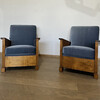 Pair of Exceptional  Burl Wood Swedish Grace Arm Chair 74797