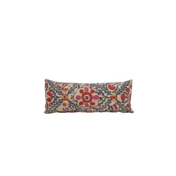 18th Century Turkish Silk Embroidery Lumbar Pillow 72218