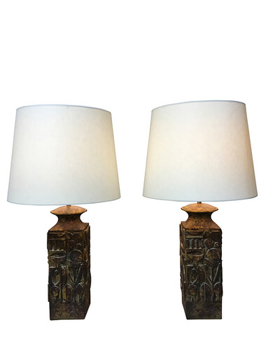 Pair of Large Scale Ceramic Vintage Modernist Lamps 41574