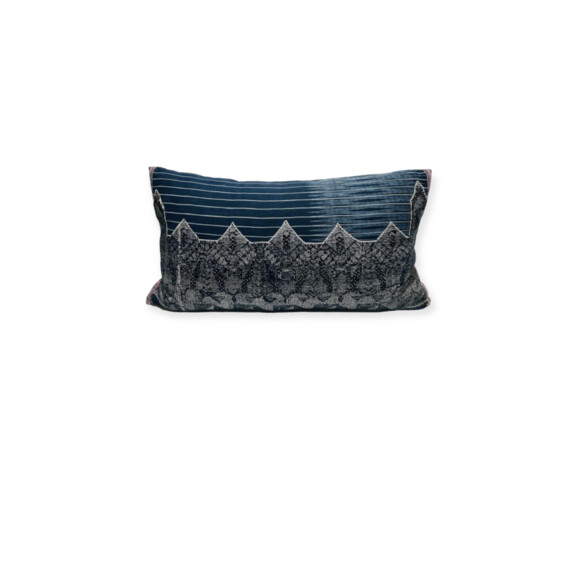 19th Century Indigo Moroccan Embroidery Textile Pillow 61001