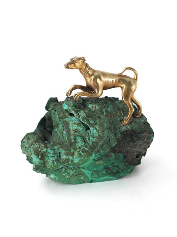 Bronze and Malachite Sculpture of a Dog 58407