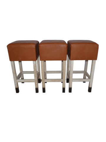 Lucca Studio Set of (3) Percy Saddle
Leather and Oak Stools 65051